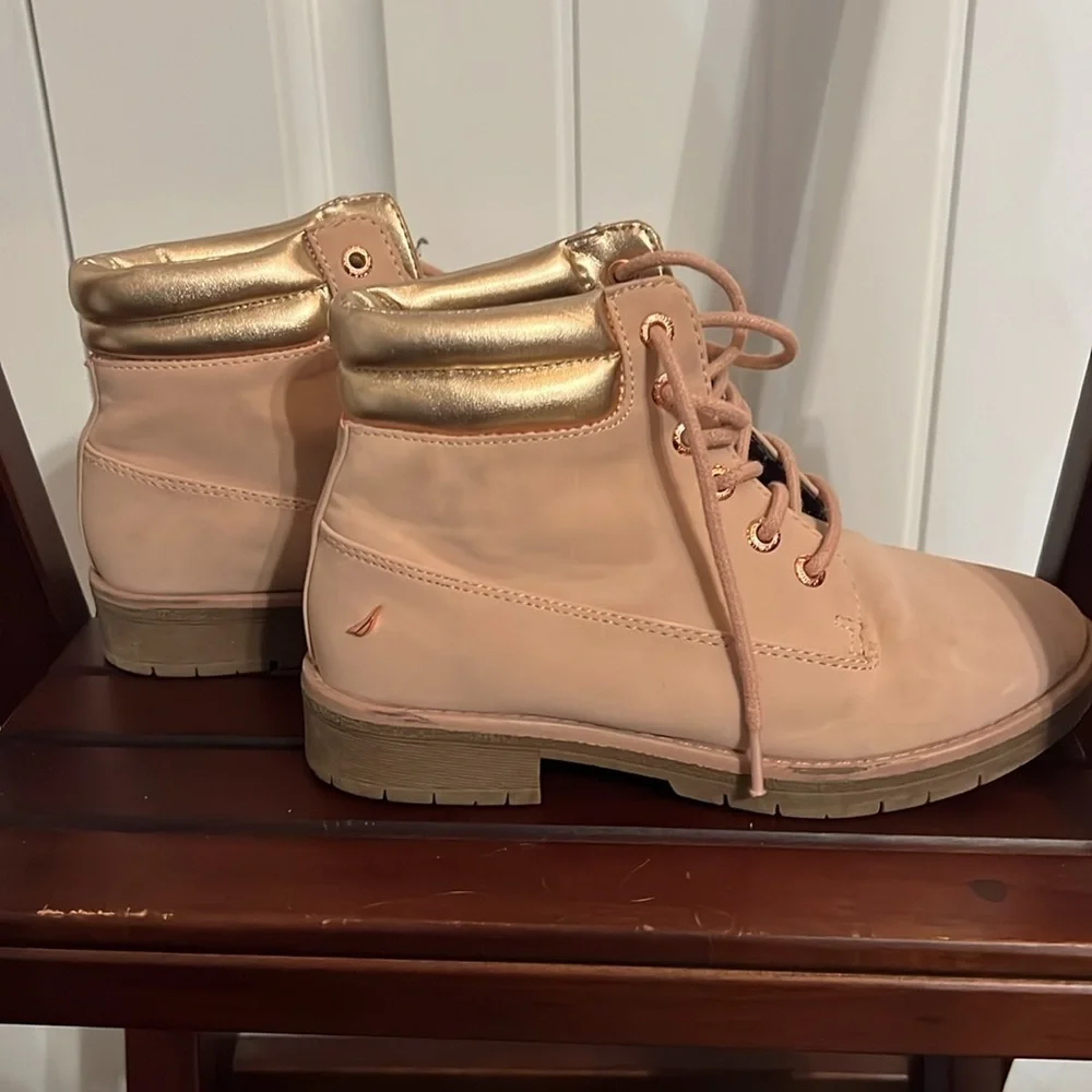 NAUTICA GIRLS Size 3 Blush Lace Up Ankle Boots